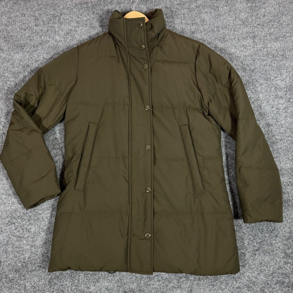 Banana Republic Puffer Jacket Quilted Women XS Olive Green Nylon Cotton EUC
